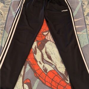 adidas Black Track Pants with White Side Stripes